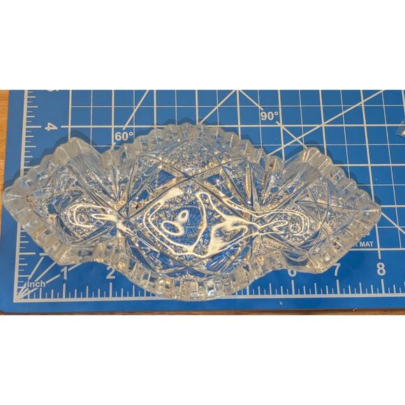 Antique Imperial Glass Co. Clear Pressed Glass Saw Tooth Edge Olive Relish Dish - Picture 5 of 8